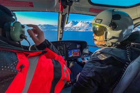 Helicopter ride in winter in the Tromso region