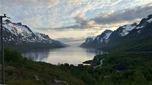 View of a fjord and mountains