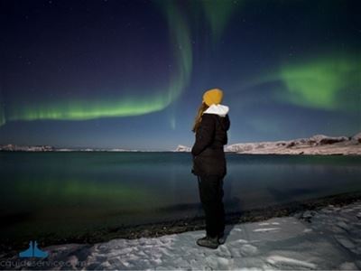 A guest looking at Northern Lights