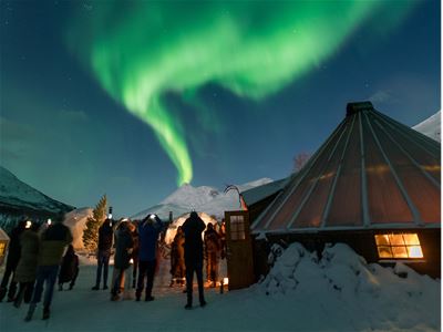 Guests photograph the Lights as they fly overhead