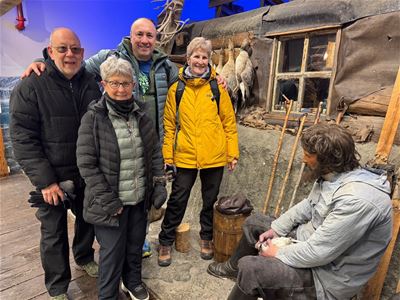 Guests exploring an exhibition during the guided polar bear walk