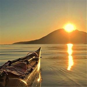 Kayak trip underneath the Midnight sun