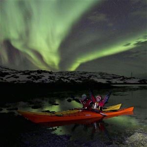 Kayak trip under the northern lights