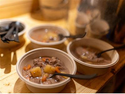 Warm meal served as part of the cultural experience at Tromsø Lapland.