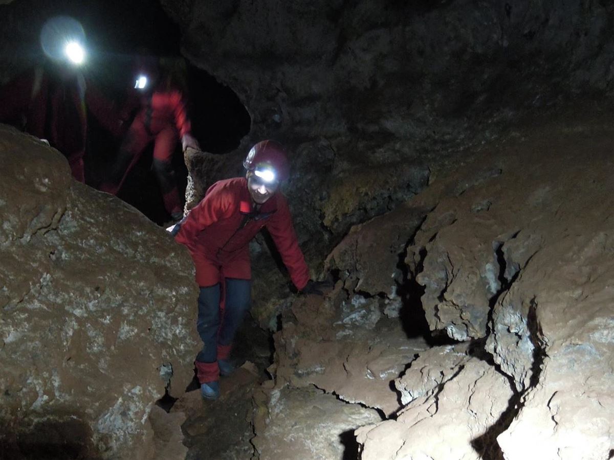 Climbing in caves