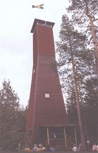 Red high wooden tower.