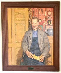 Portrait depicting a carpenter painted by Carl Larsson.